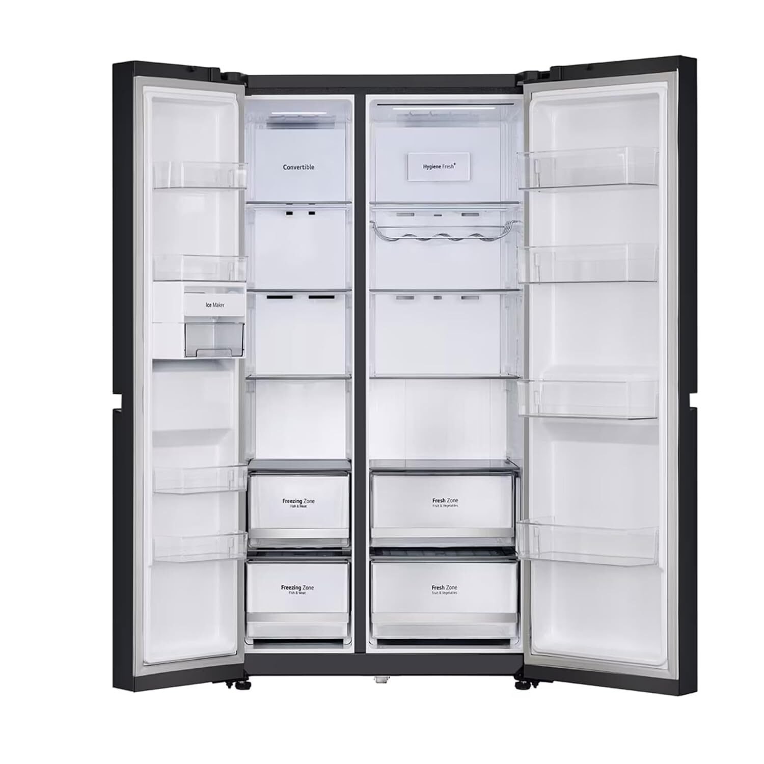 LG 655 L side by side refrigerator Black Mirror Finish - Image 4