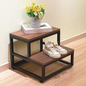 2 Step wooden staircase for tall shelf access - Image 4