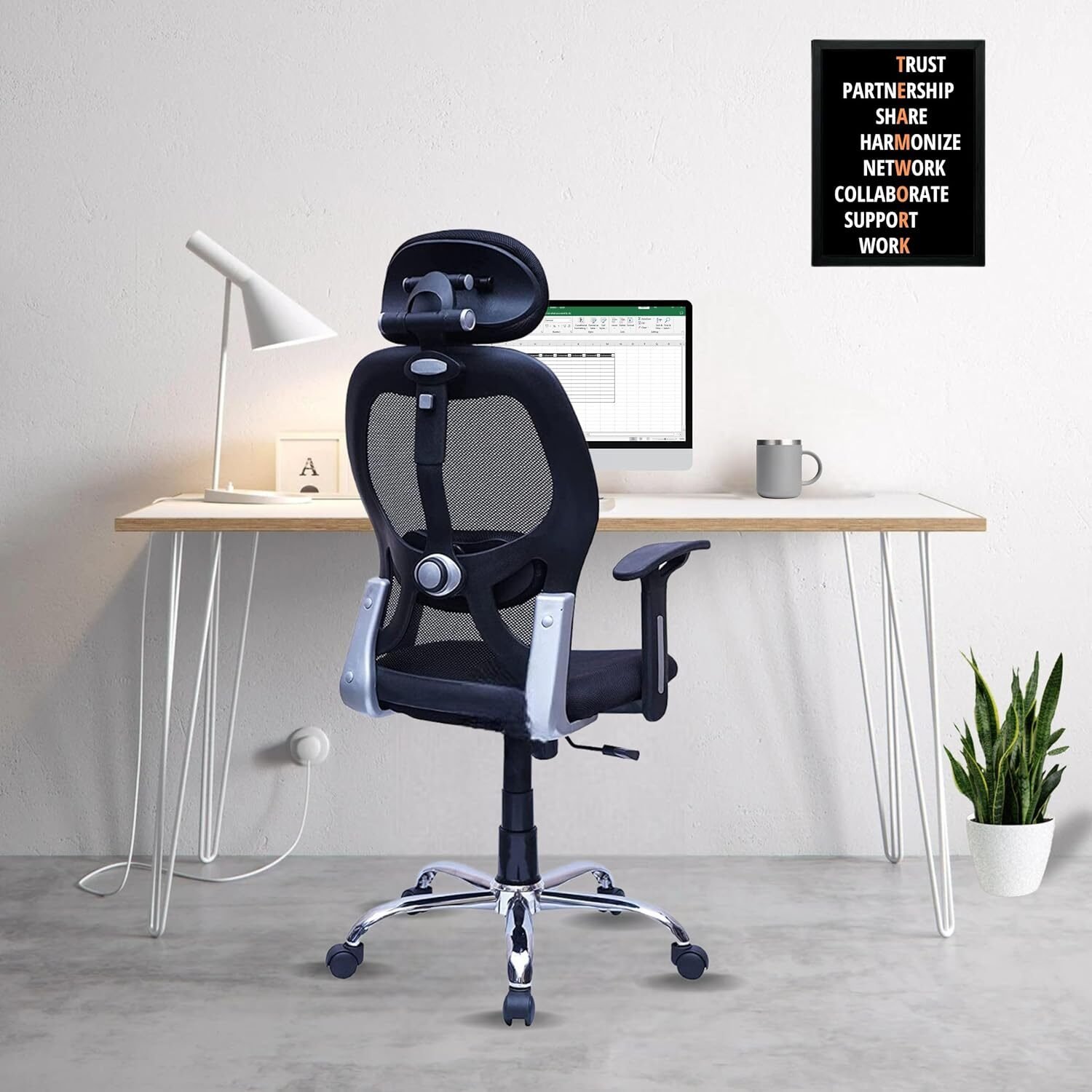 Office chair - Ergonomically Adjustable High Back Mesh Home & Office Revolving Chair. - Image 2