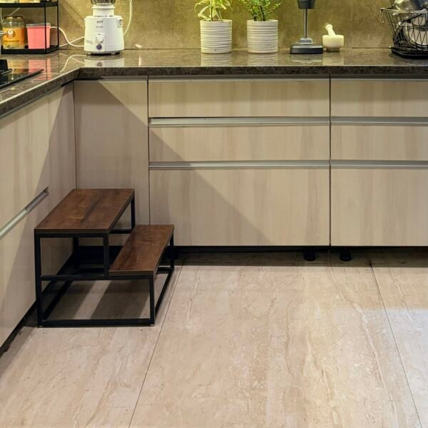 2 Step wooden staircase for tall shelf access