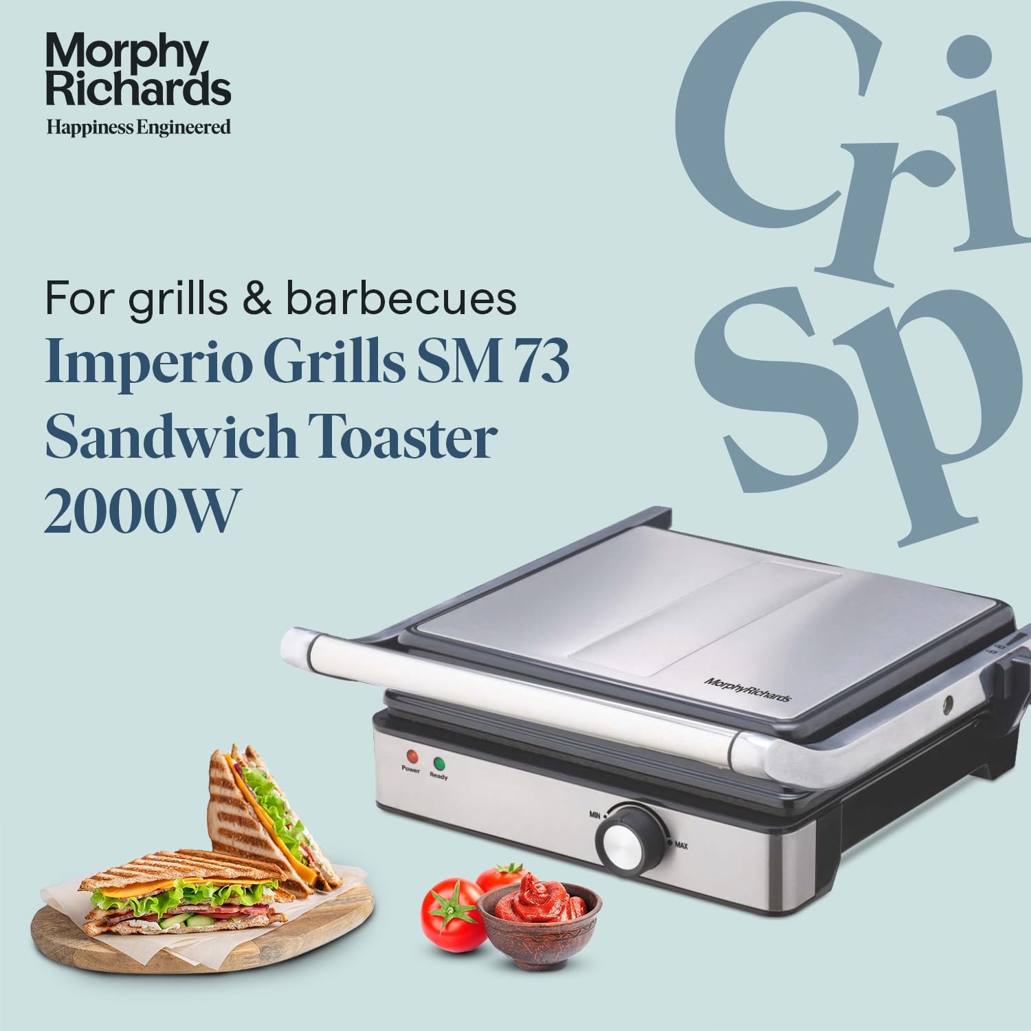 Stainless steel Morphy Richards Imperio Series Sandwich Maker - Image 3