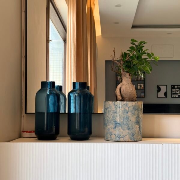 Clear Blue Glass Vase by Pure home & living