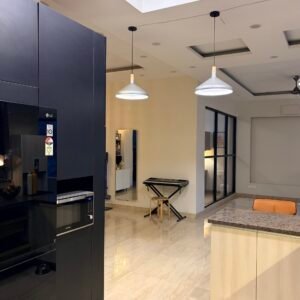 Pendant lamp in aluminium and wood finish with colour changing bulbs - Image 8