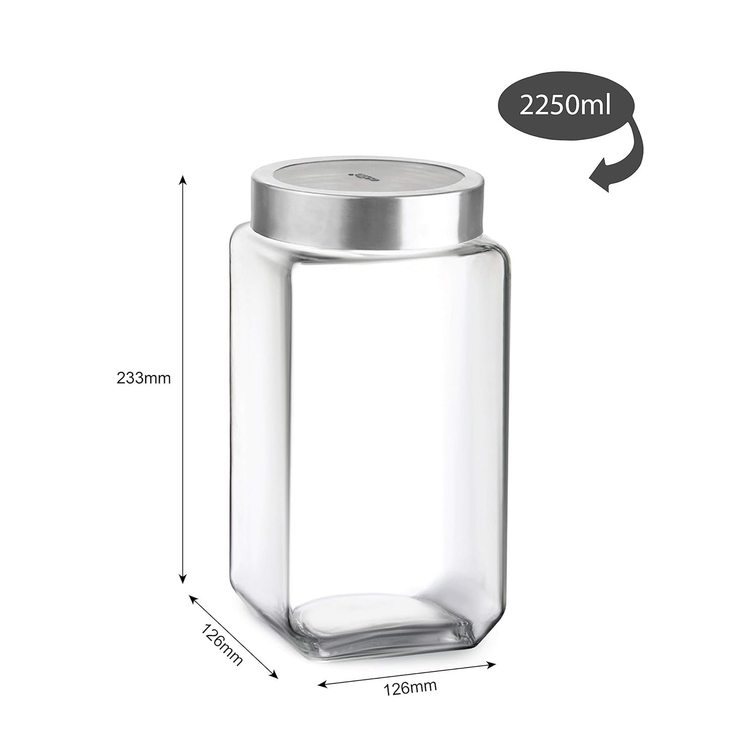 Cello 2250 ml Glass Jar with transparent LID - Image 2